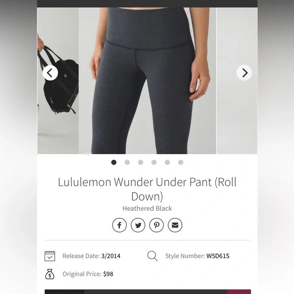 Lululemon high rise cotton WU calf logo Sz 6 - Picture 3 of 6